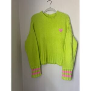 Lyla and Luxe neon green and pink fuzzy sweater-L